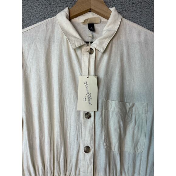 NWT Universal Thread Romper Jumpsuit XS Button Up Pockets Western Beach Cream - Picture 2 of 16
